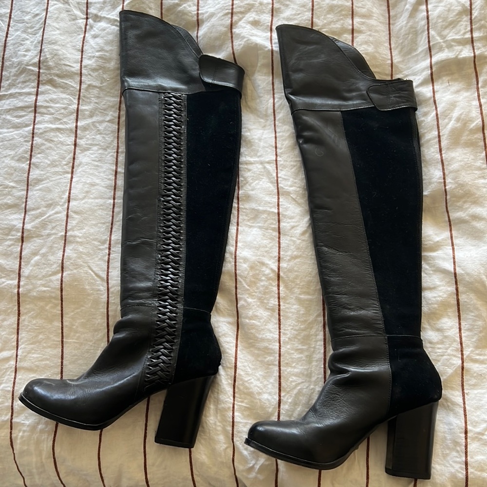 Dolce Vita Black Over the Knee Stack Heel Boots 8.5